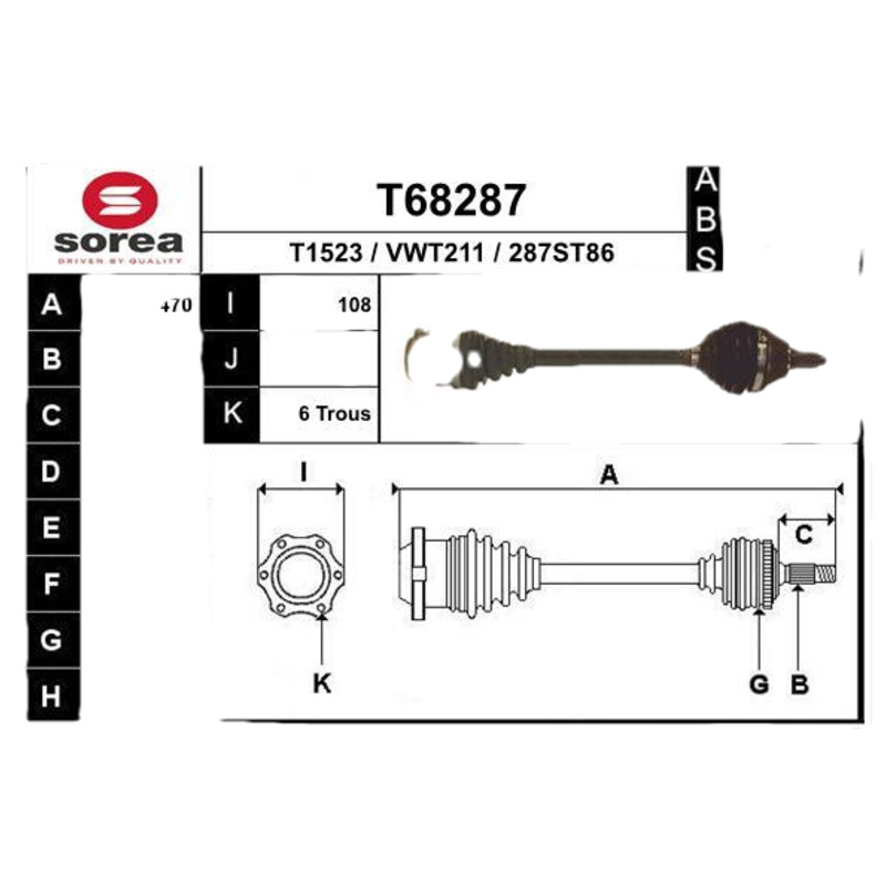 EAI Hnací hriadeľ T68287