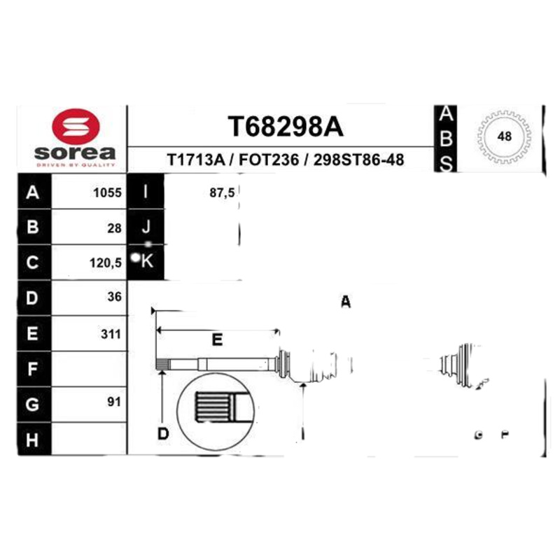 EAI Hnací hriadeľ T68298A