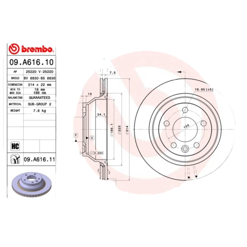 BREMBO Brzdový kotúč 09A61611