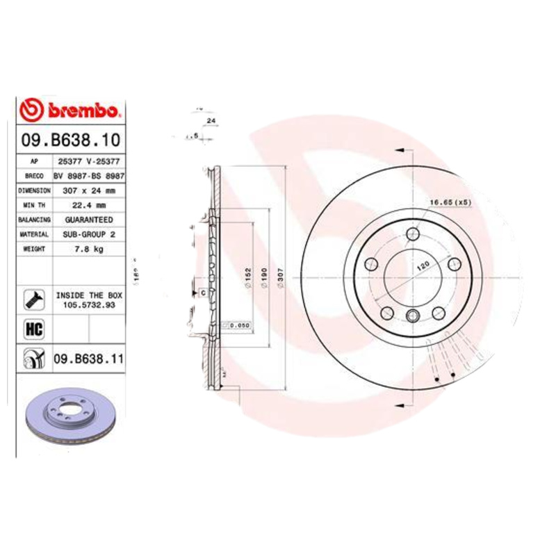 BREMBO Brzdový kotúč 09B63811