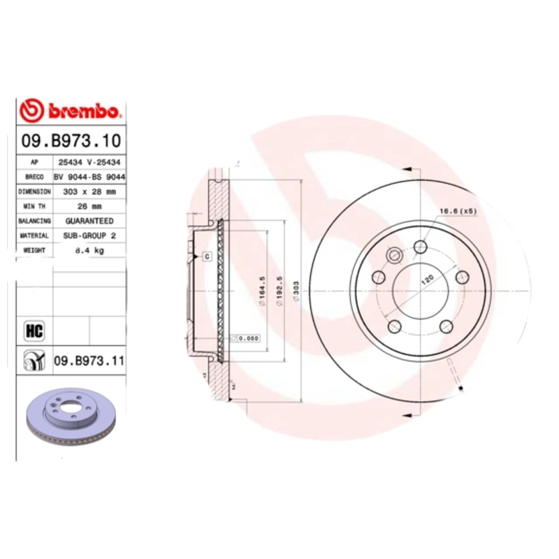 BREMBO Brzdový kotúč 09B97311
