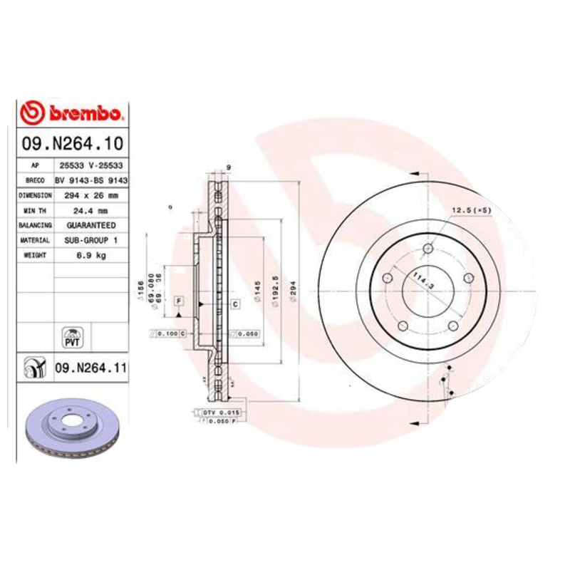 BREMBO Brzdový kotúč 09N26411