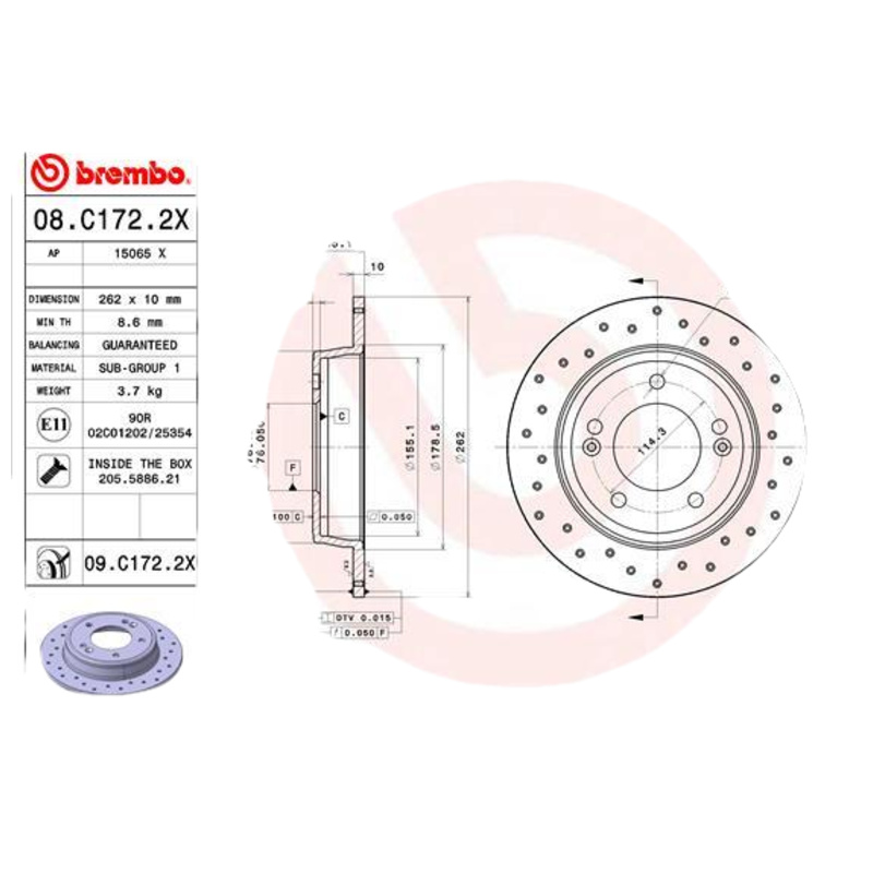 BREMBO Brzdový kotúč 08C1722X