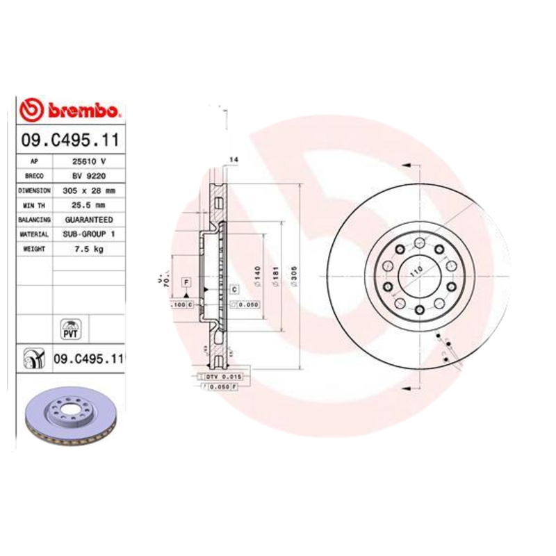 BREMBO Brzdový kotúč 09C49511