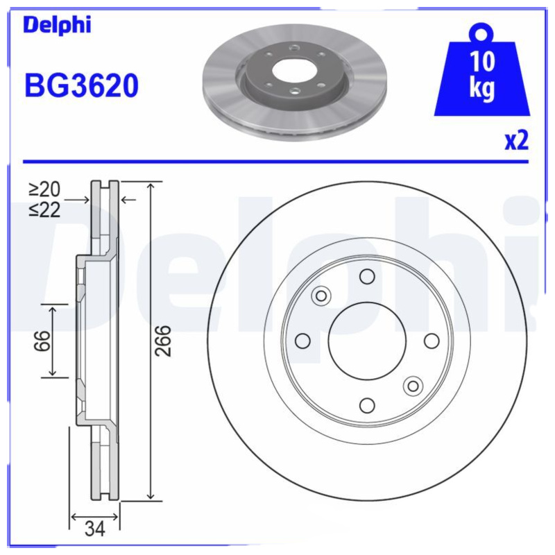 DELPHI Brzdový kotúč BG3620