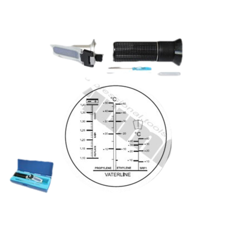 Refraktometer nemrznúcich zmesí, na skúšanie koncentrácie kvapalín, AdBlue,elektrolyt, 5 stupníc