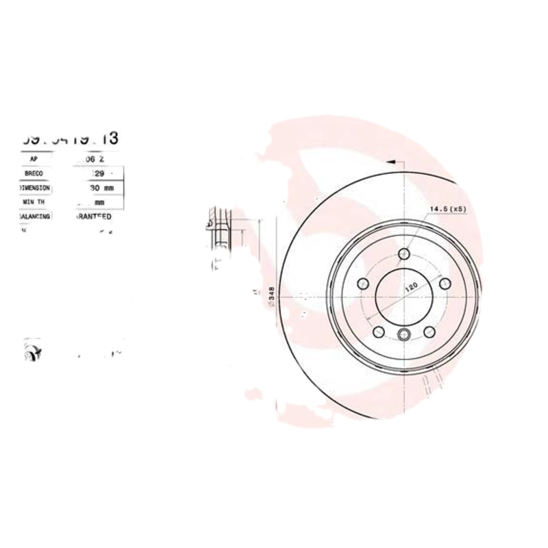 BREMBO Brzdový kotúč 09C41913