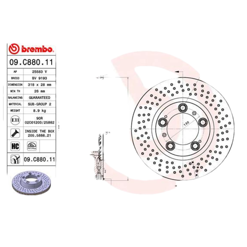 BREMBO Brzdový kotúč 09C88011