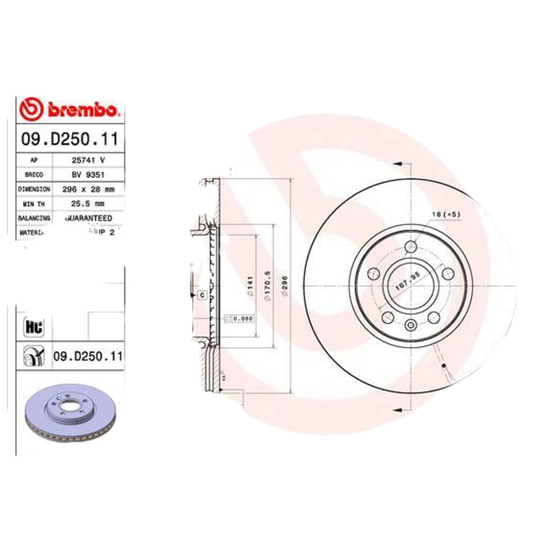 BREMBO Brzdový kotúč 09D25011