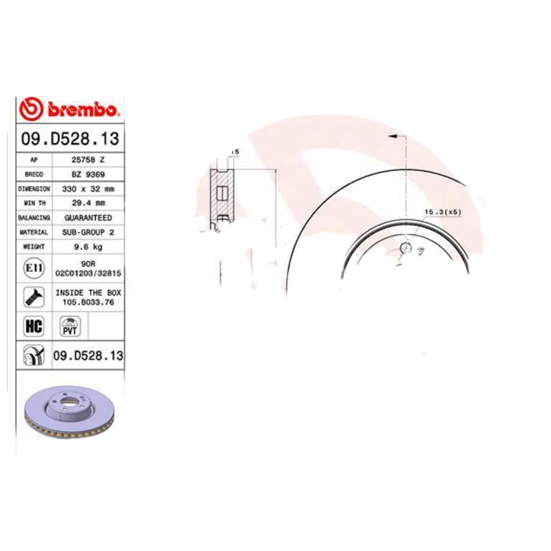 BREMBO Brzdový kotúč 09D52813