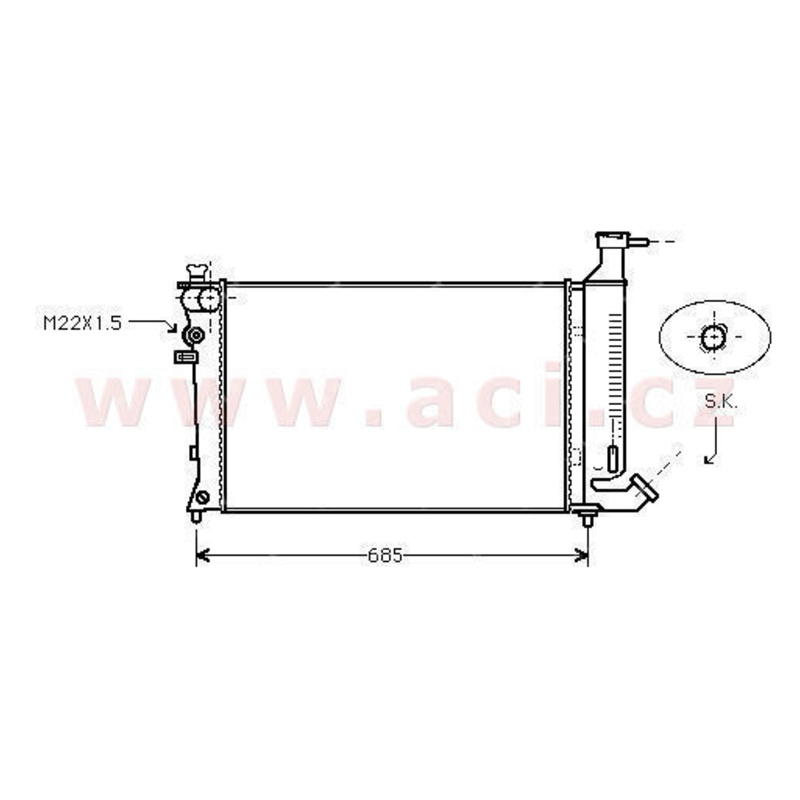 chladič 1.1, 1.4 +AC [610*377*24] VALEO, DENSO, BEHR-HELLA...