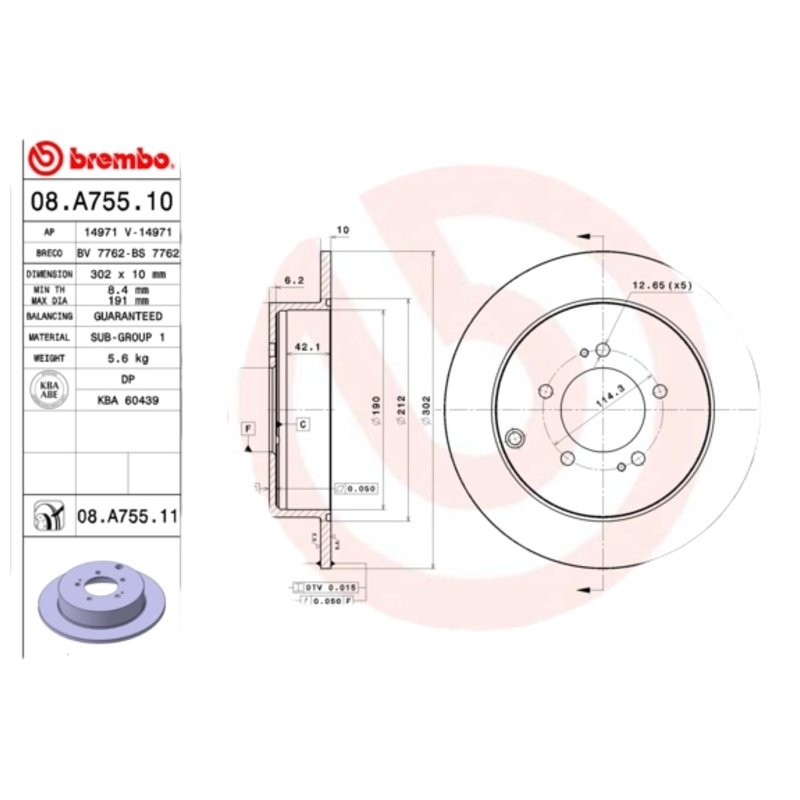 BREMBO Brzdový kotúč 08A75511