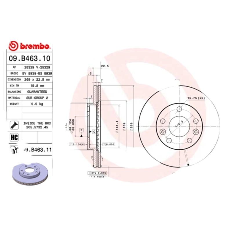 BREMBO Brzdový kotúč 09B46311