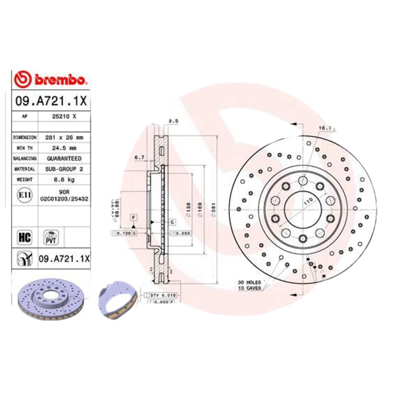 BREMBO Brzdový kotúč 09A7211X