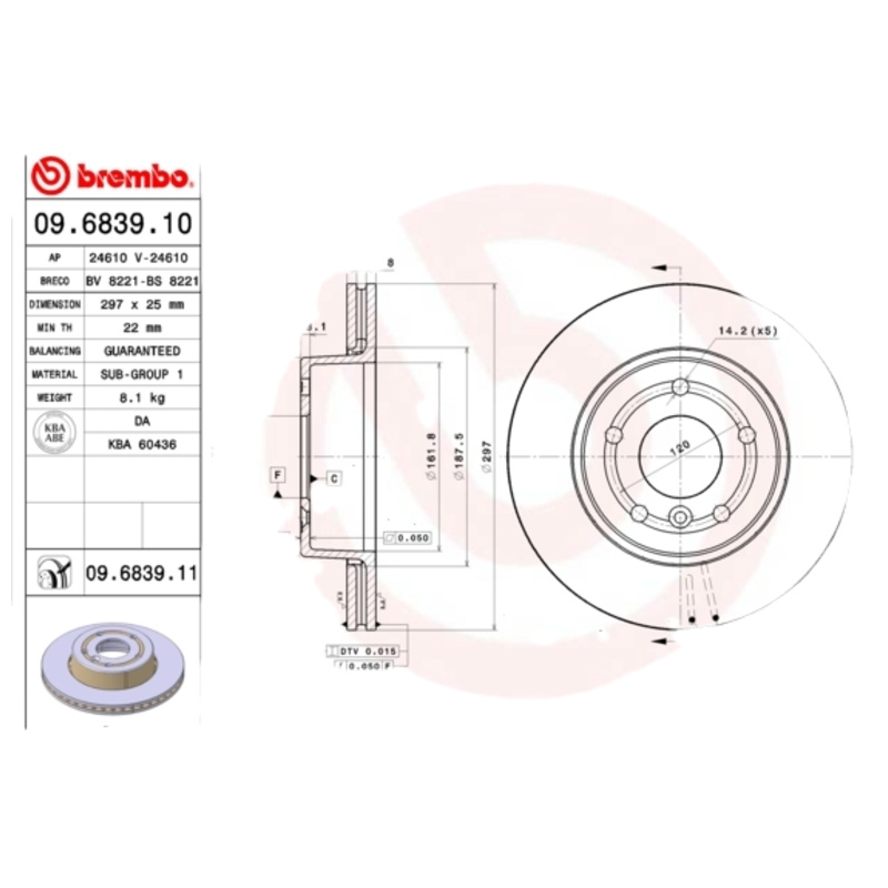 BREMBO Brzdový kotúč 09683911