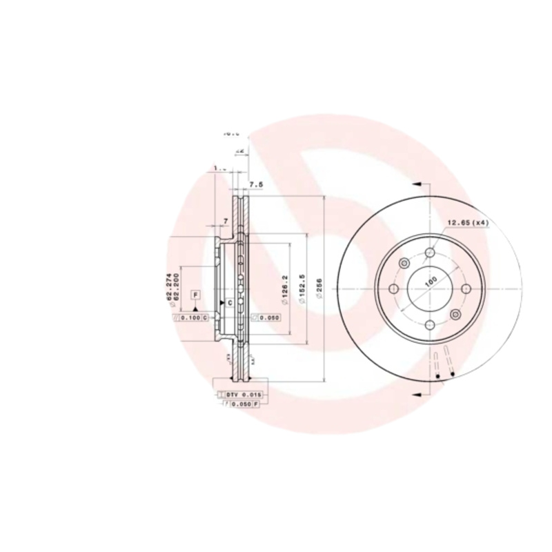 BREMBO Brzdový kotúč 09A44511