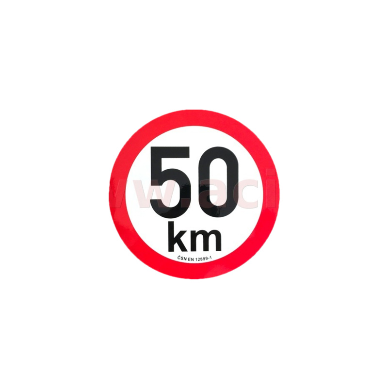 omezení rychlosti 50 km retroreflexní průměr 200 mm (na přívěsy)