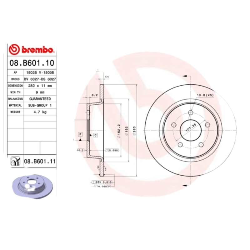 BREMBO Brzdový kotúč 08B60111