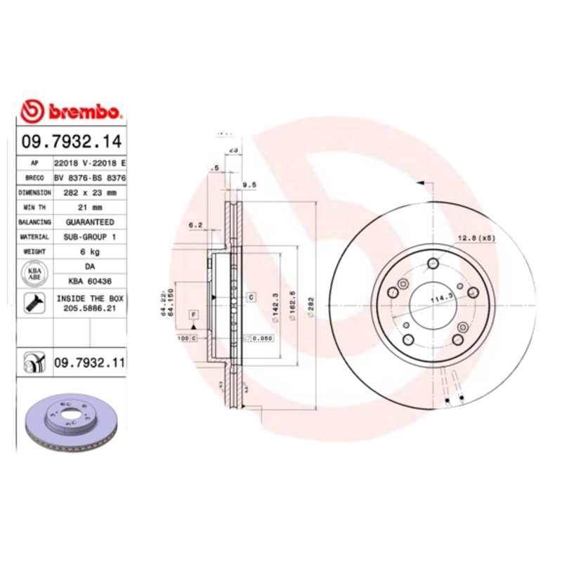 BREMBO Brzdový kotúč 09793211