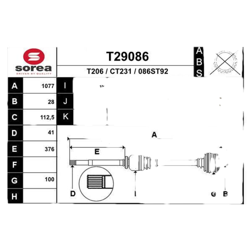 EAI Hnací hriadeľ T29086