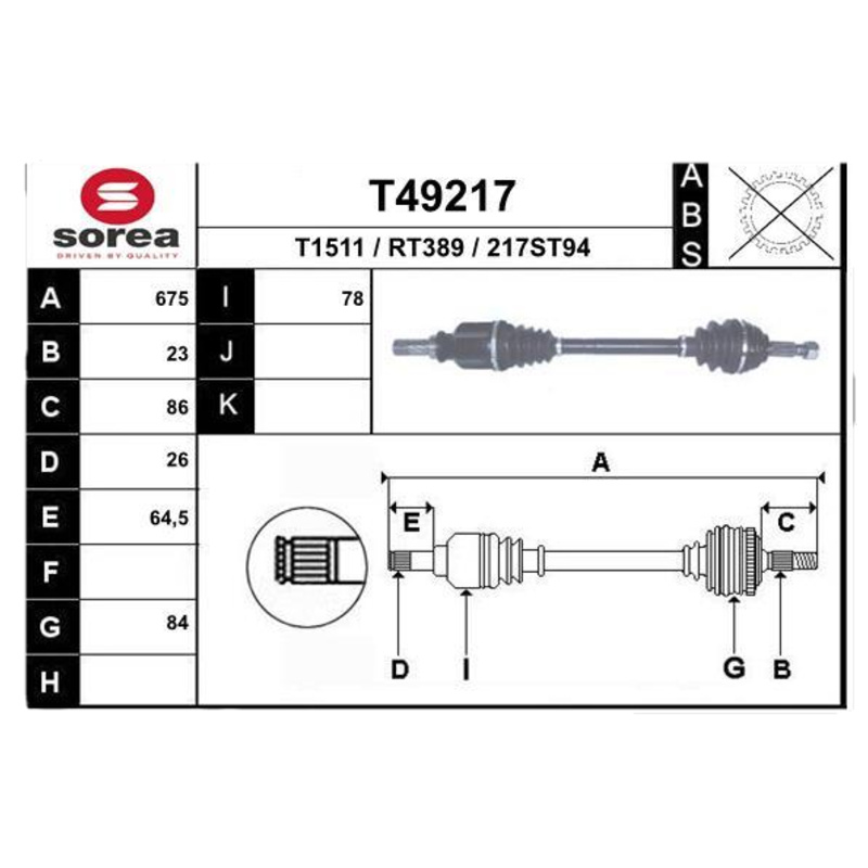 EAI Hnací hriadeľ T49217