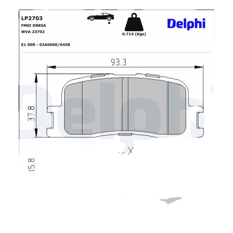 DELPHI Sada brzdových platničiek kotúčovej brzdy LP2703