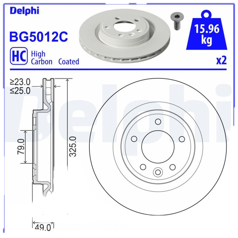 DELPHI Brzdový kotúč BG5012C