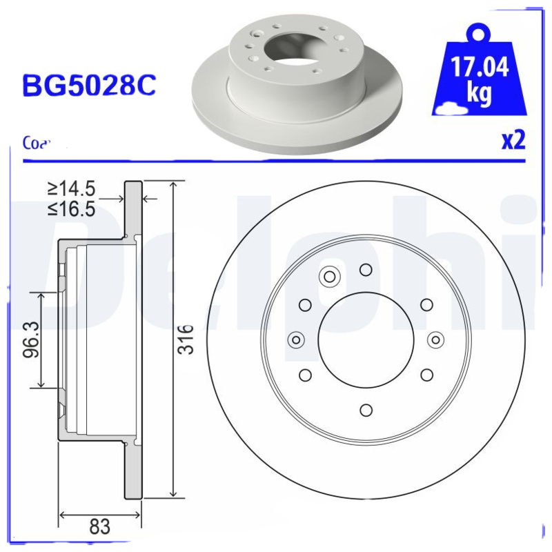 DELPHI Brzdový kotúč BG5028C