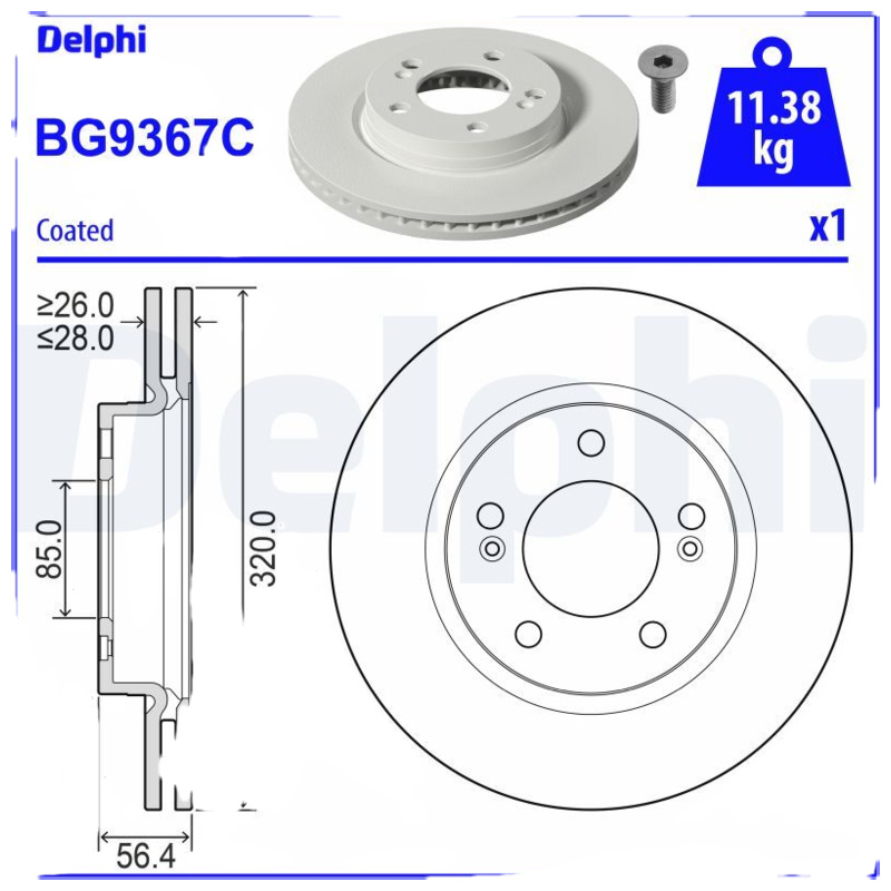 DELPHI Brzdový kotúč BG9367C