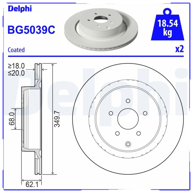 DELPHI Brzdový kotúč BG5039C