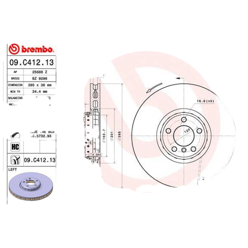 BREMBO Brzdový kotúč 09C41213