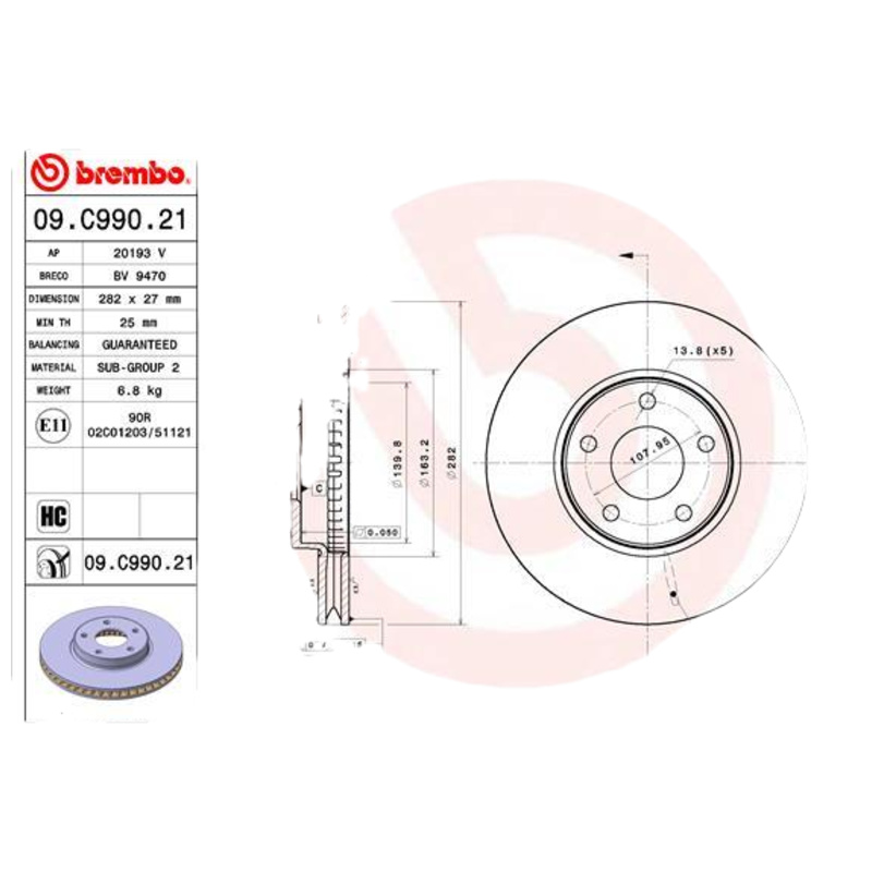 BREMBO Brzdový kotúč 09C99021