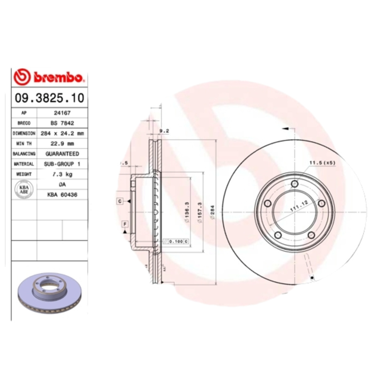 BREMBO Brzdový kotúč 09382510