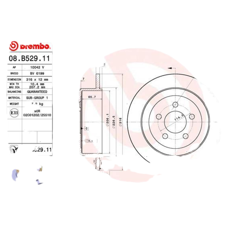 BREMBO Brzdový kotúč 08.B529.11