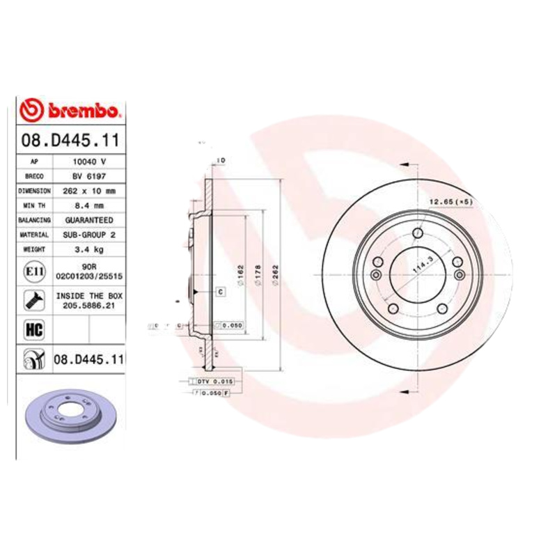 BREMBO Brzdový kotúč 08.D445.11