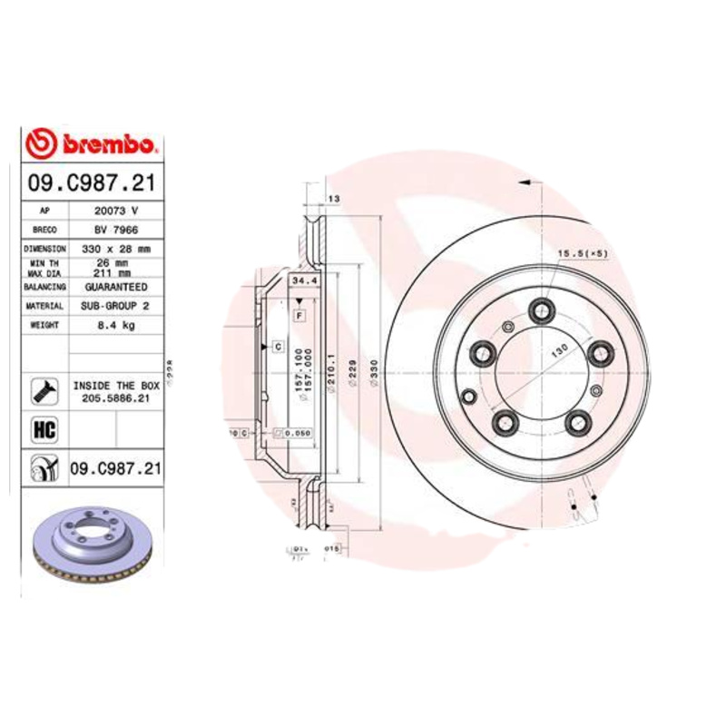 BREMBO Brzdový kotúč 09.C987.21