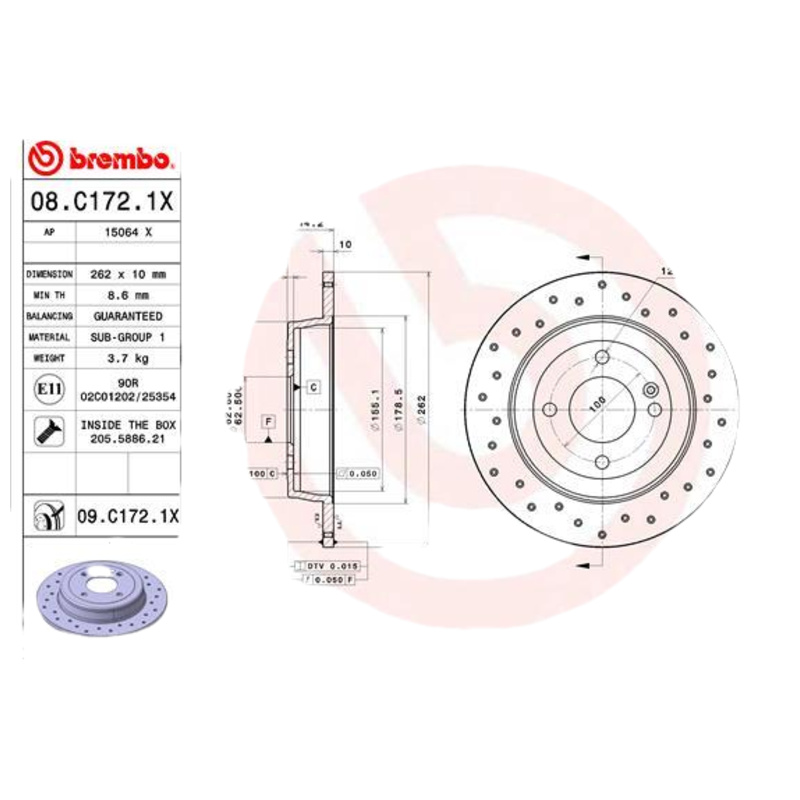 BREMBO Brzdový kotúč 08C1721X