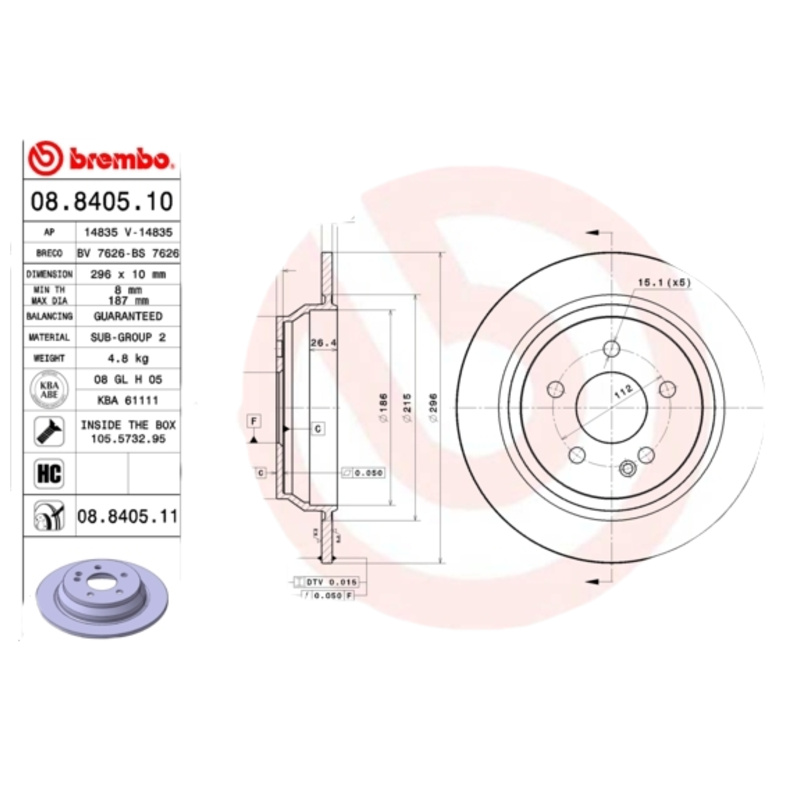 BREMBO Brzdový kotúč 08.8405.11