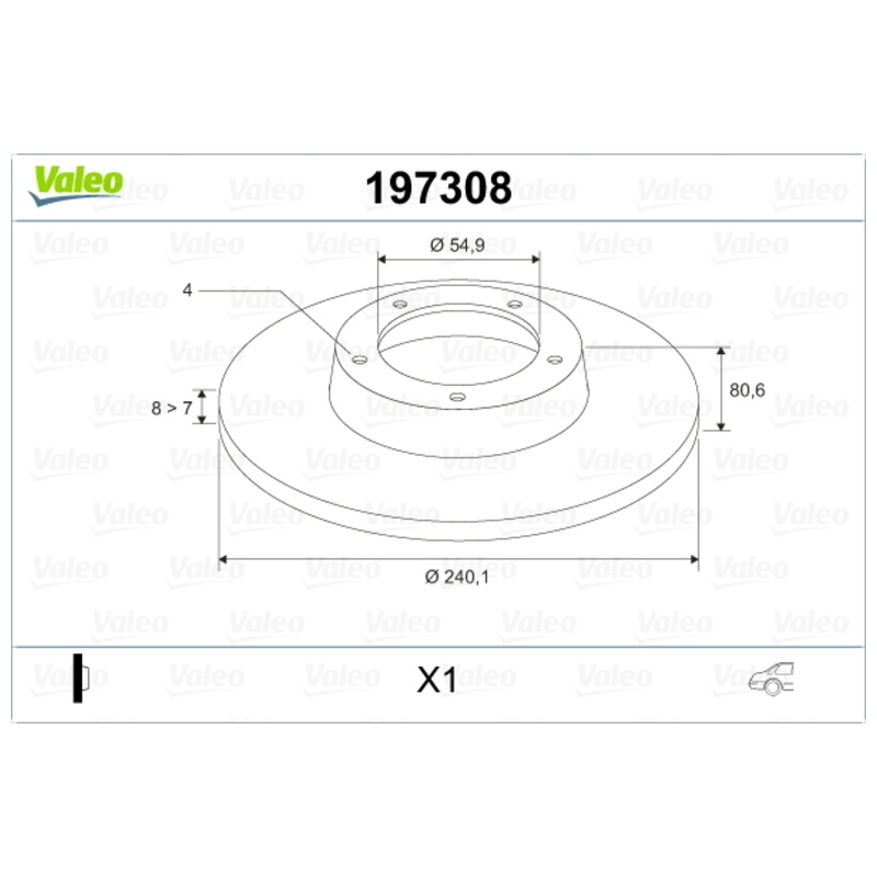 VALEO Brzdový kotúč 197308
