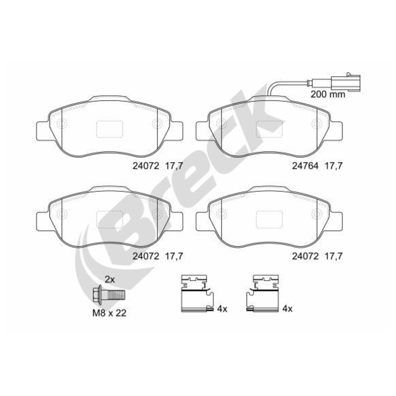 BRECK Sada brzdových platničiek kotúčovej brzdy 240720070210