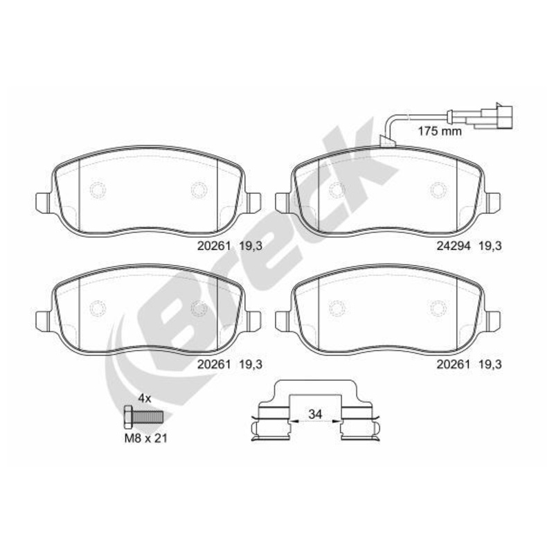 BRECK Sada brzdových platničiek kotúčovej brzdy 242940070100