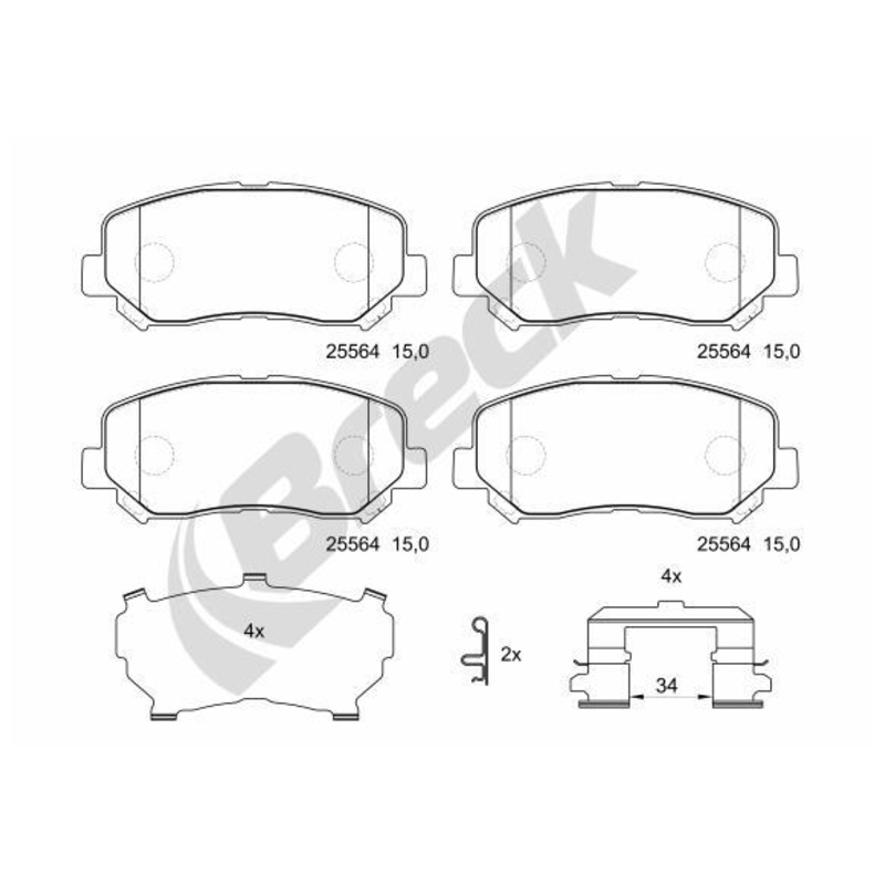 BRECK Sada brzdových platničiek kotúčovej brzdy 255640070110