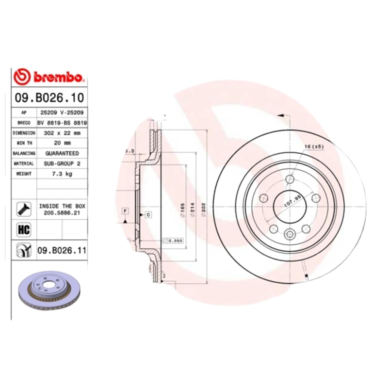 BREMBO Brzdový kotúč 09B02611