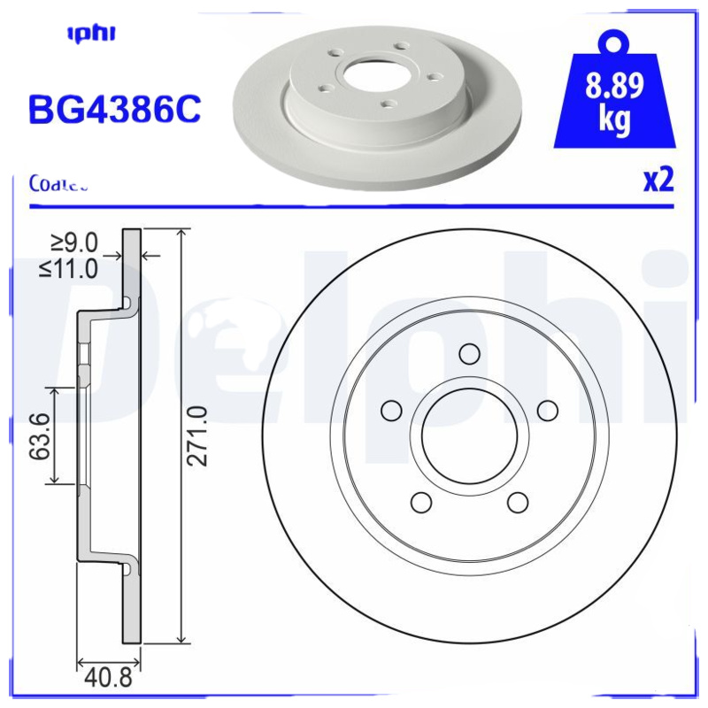 DELPHI Brzdový kotúč BG4386C