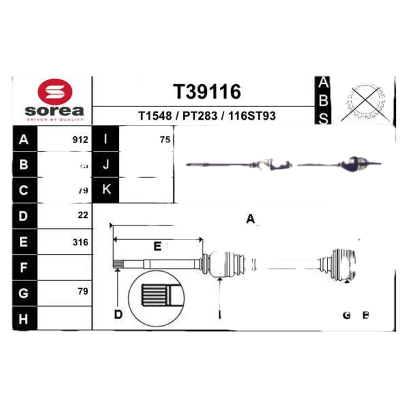 EAI Hnací hriadeľ T39116