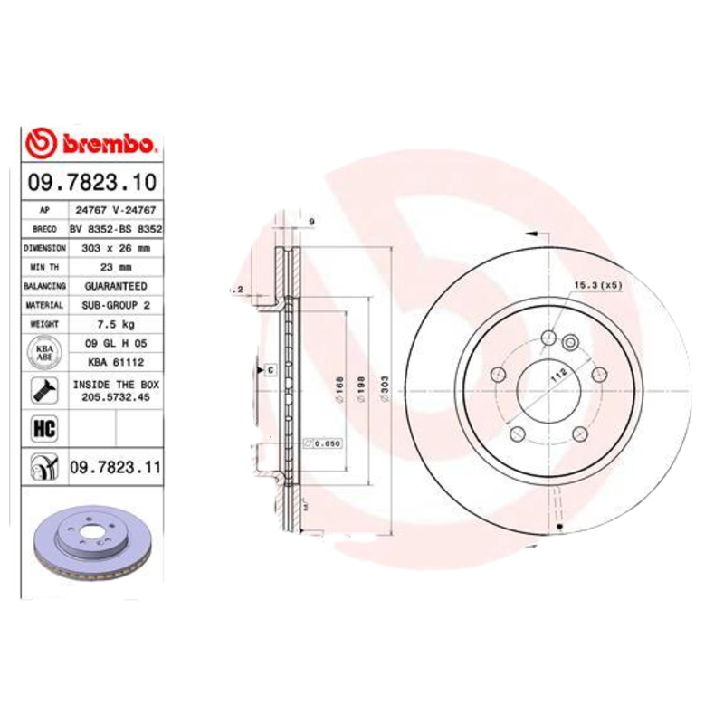 BREMBO Brzdový kotúč 09782310