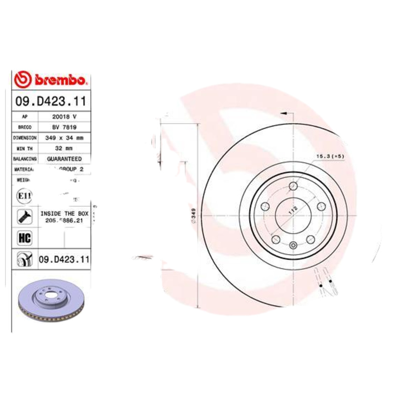 BREMBO Brzdový kotúč 09.D423.11