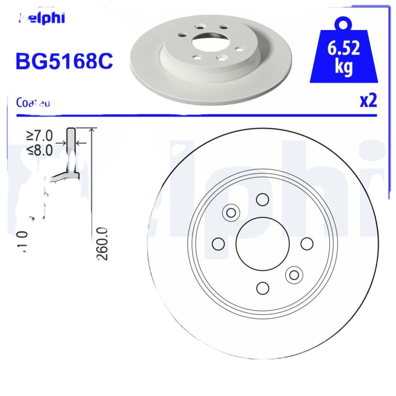 DELPHI Brzdový kotúč BG5168C