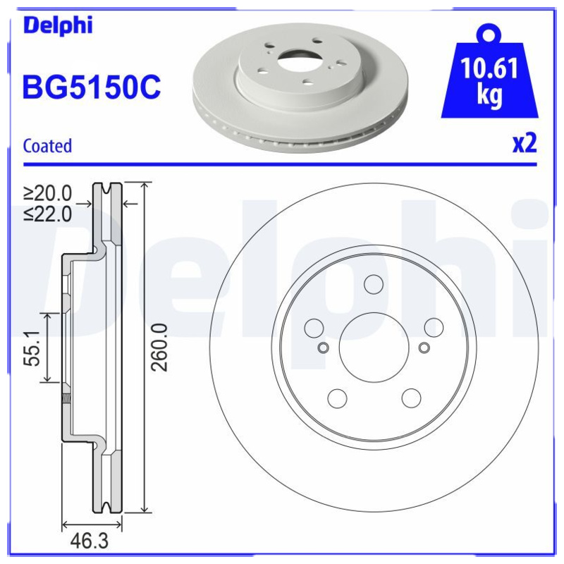 DELPHI Brzdový kotúč BG5150C