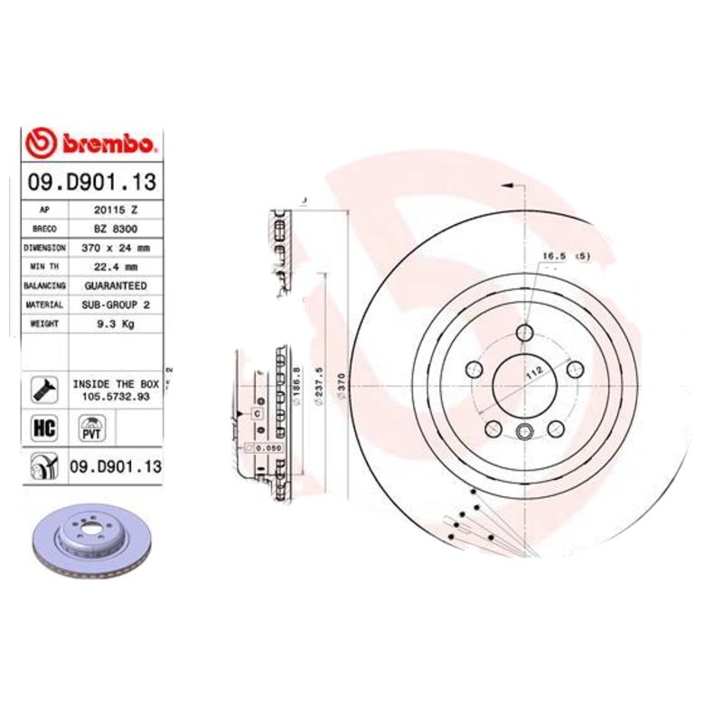 BREMBO Brzdový kotúč 09.D901.13